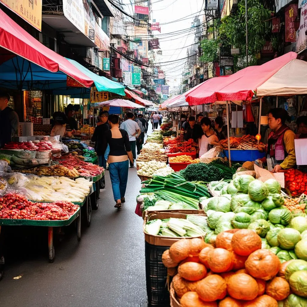 vibrant street market